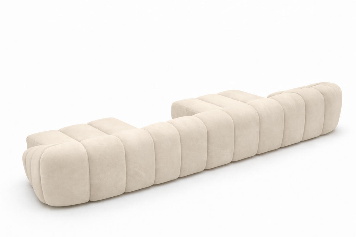 ECKSOFA Modulare U-Form, Veloursstoff Bluvel, Creme, CROISSANT U - Creme, Holz (413/72/190cm) - Kaiser Möbel