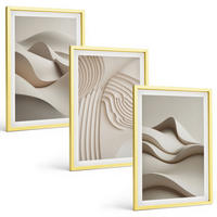 BILDER SET 3er Set - 40x60 cm Goldrahmen - Abstrakte beige Wellen - Goldfarben, Kunststoff (40/60cm) - TULUP