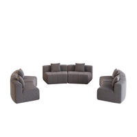 SITZGARNITUR Geschwungen modular 6-Sitzer mit 2 Kissen, DE-42718, Grau - Grau, Textil (444.5/73.6/83.5cm) - ComfortXL