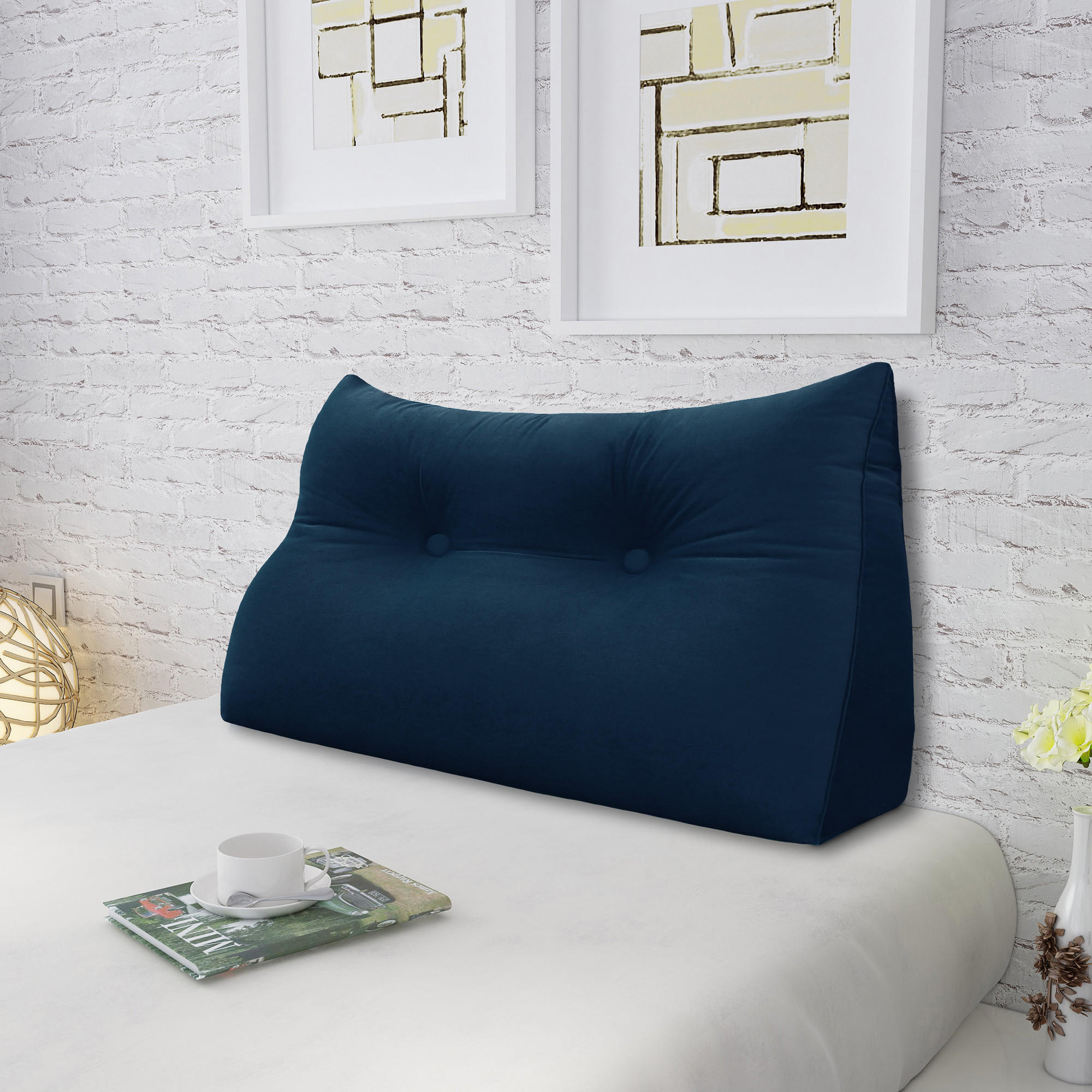 KEILKISSEN für Bett Samt Blau 80 cm - Blau, Textil (50/80cm) - Vercart