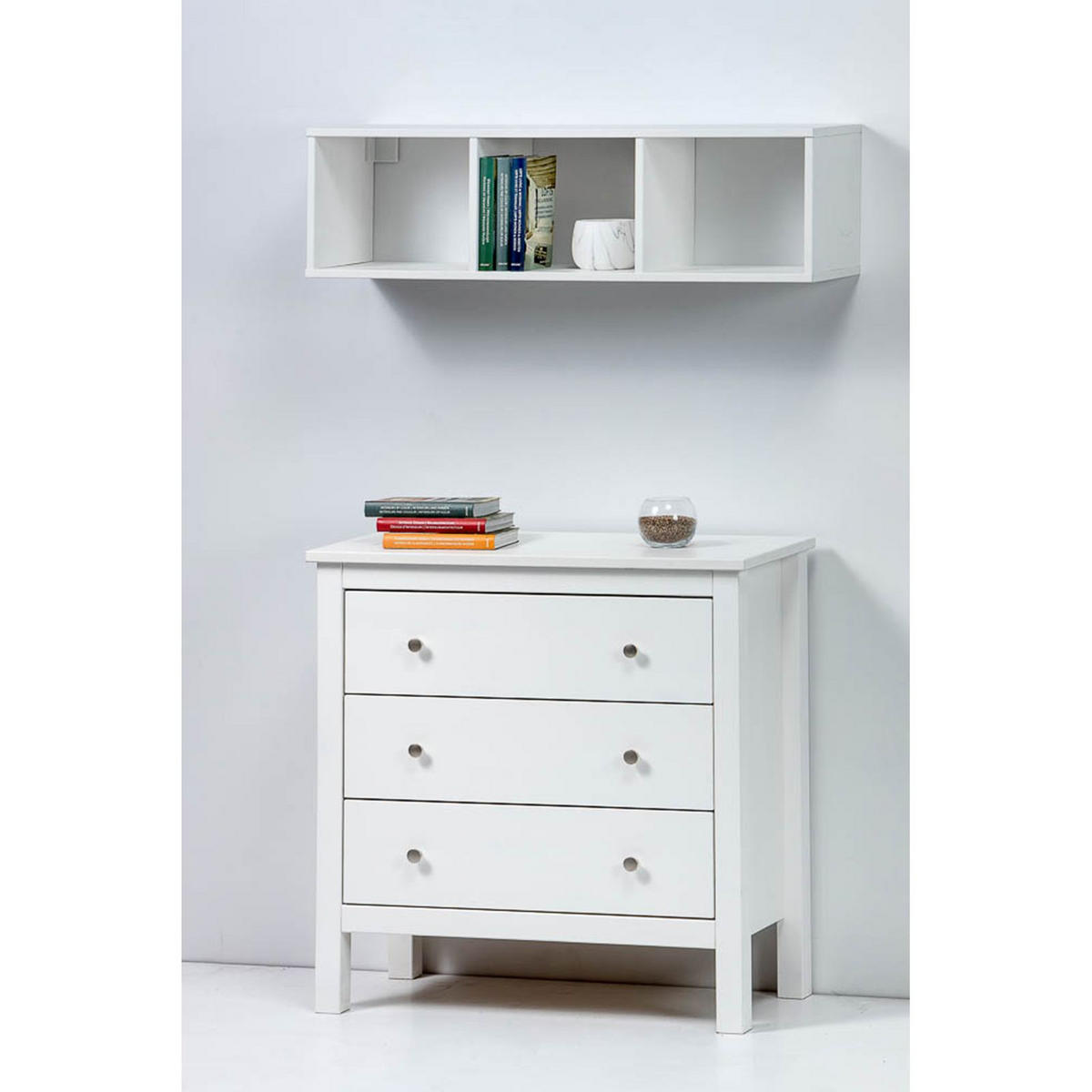 WANDREGAL Massivholz 25/88/24 cm - Weiß, Holz (88/24/25cm) - hagge home