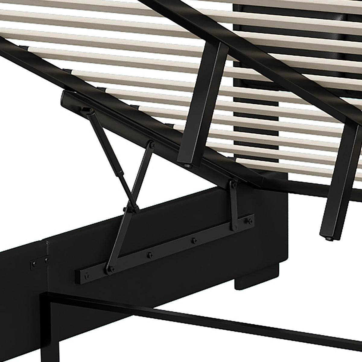 POLSTERBETT Industrial 140/200 cm mit Bettkasten & Dual-LED Kunstleder Schwarz - Schwarz, Textil (140/200cm) - Creahappy