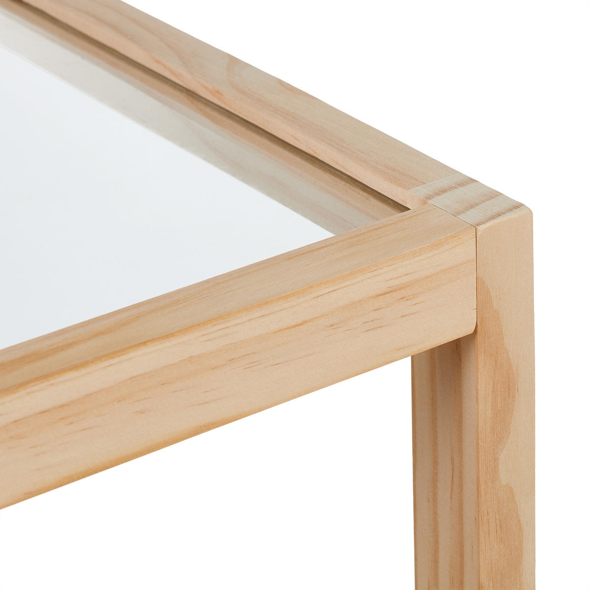 BEISTELLTISCH - Hellbraun, Glas/Holz (40/40/50cm) - Relaxdays