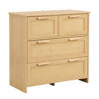 SIDEBOARD 80x80x38 cm, 4 Schubladen, Rattanoptik, Natur - Kastanienfarben, Holz (80/80/38cm)