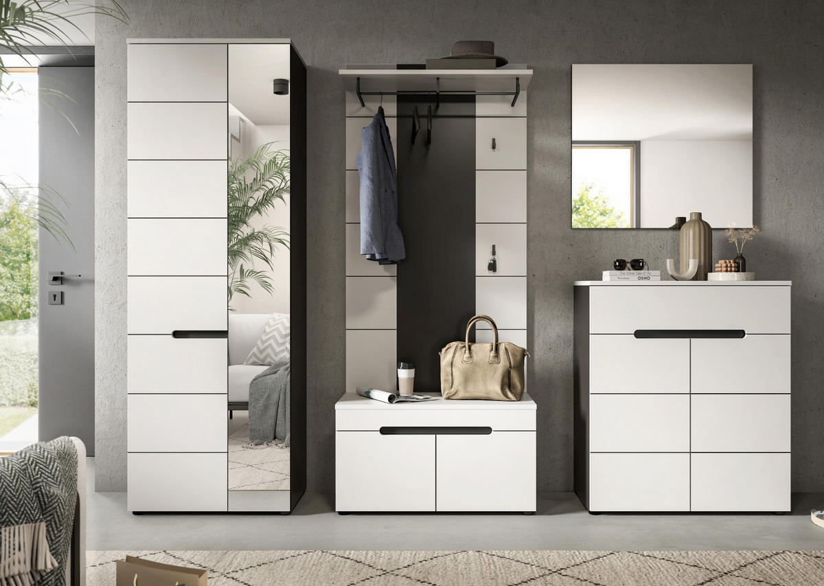 GARDEROBENPANEEL in weiß, grau, Wandgarderobe 80 x 141 cm, Cooper - Weiß/Grau, Holzwerkstoff/Metall (80/141/141cm) - Inn.Furn