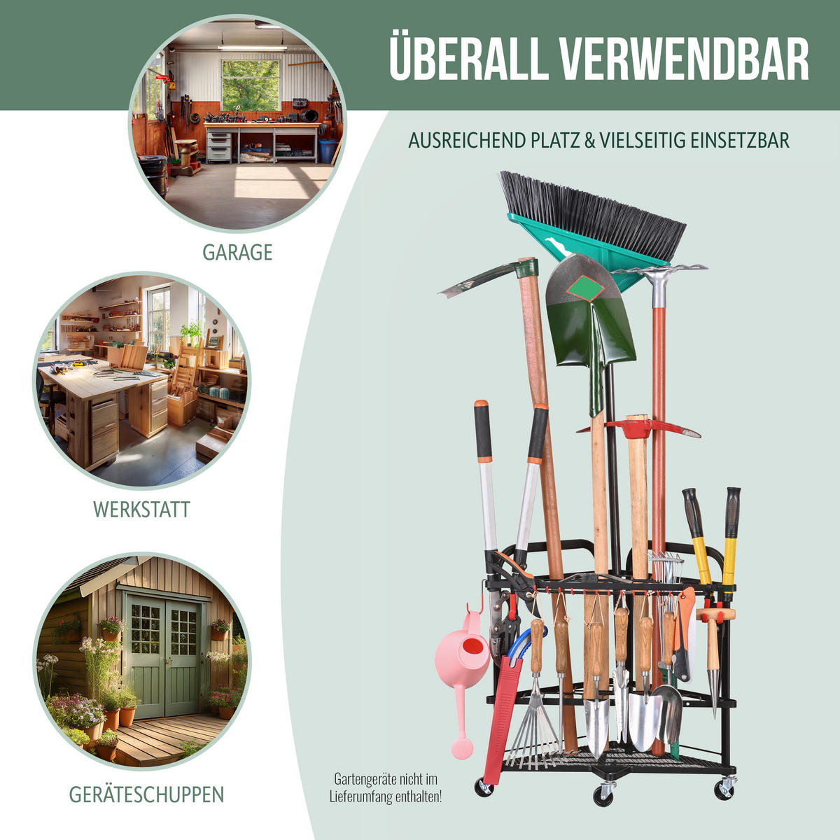 GARTENGERÄTE-ORGANIZER - Schwarz, Metall (62.5/63/62.5cm) - eluno