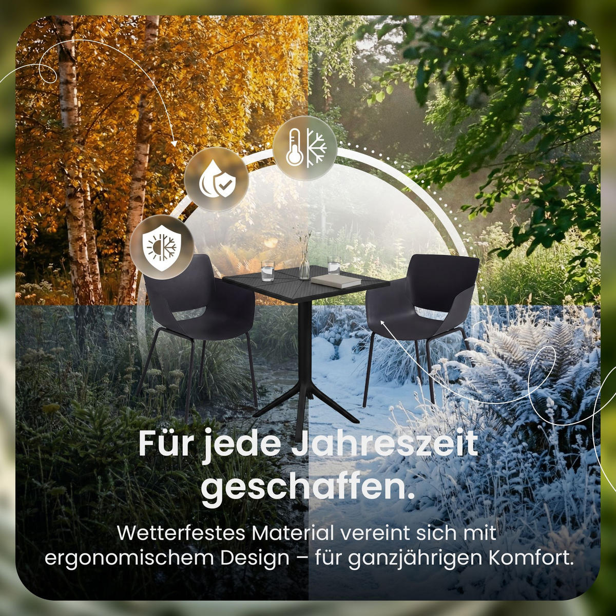 GARTENSITZGRUPPE 2 Kunststoff Schwarz - Schwarz, Kunststoff - CLP