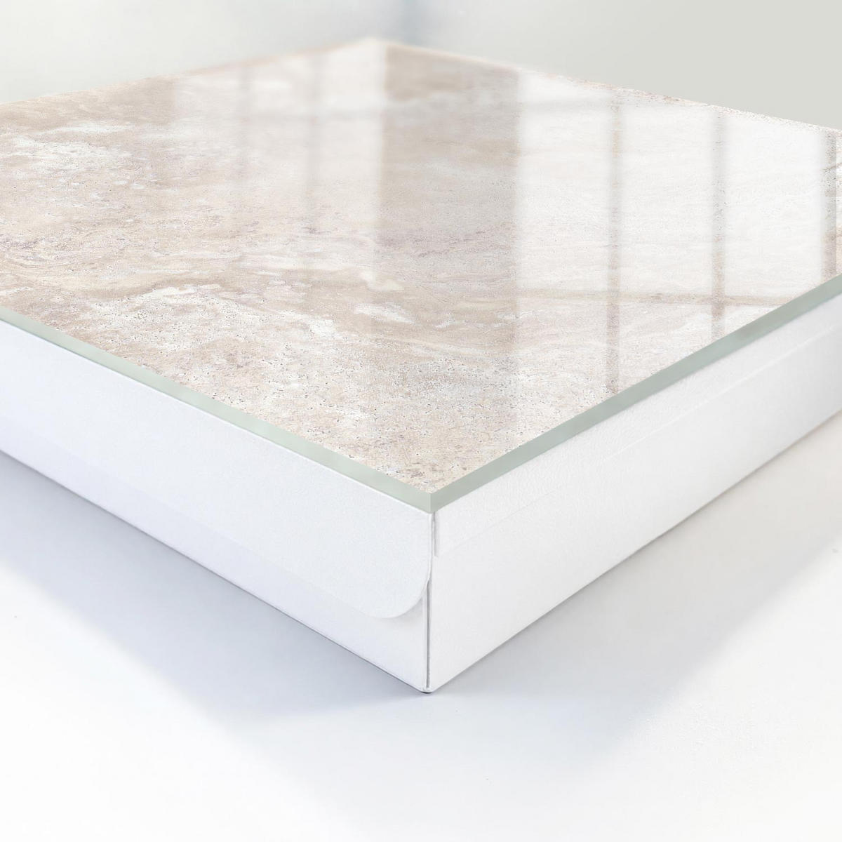 SCHLÜSSELBOX Weiß 30x30 cm – Türöffnung nach rechts - Beige Abstraktionen - Beige, Metall (30/30/5cm) - TULUP