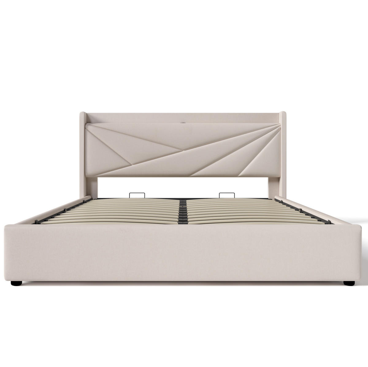 POLSTERBETT mit Bettkasten und USB/Typ-C 160x200 cm Beige inkl. Matratze - Beige, Metall (160/200cm) - Meubliv