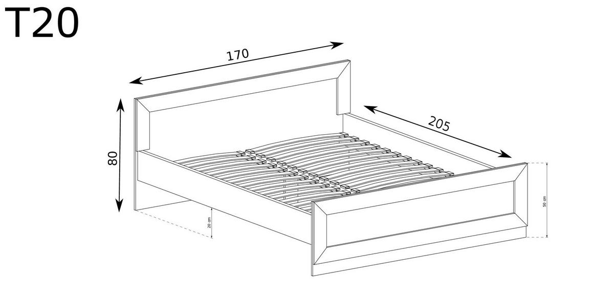 BETT TADEUSZ T-20 - Dunkelbraun, Holzwerkstoff - Meblini