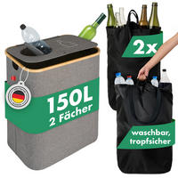 PFANDFLASCHEN-SAMMELBEHÄLTER 150L Grau (2 Fächer) - Grau, Kunststoff (37/4/57cm) - Blumtal
