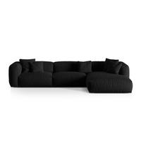 ECKSOFA modular rechts Martina aus strukturiertem Stoff schwarz 3 Sitzplätze - Schwarz, Textil (176/332cm) - Micadoni