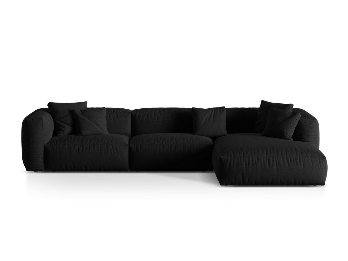 ECKSOFA modular rechts Martina aus strukturiertem Stoff schwarz 3 Sitzplätze - Schwarz, Textil (176/332cm) - Micadoni