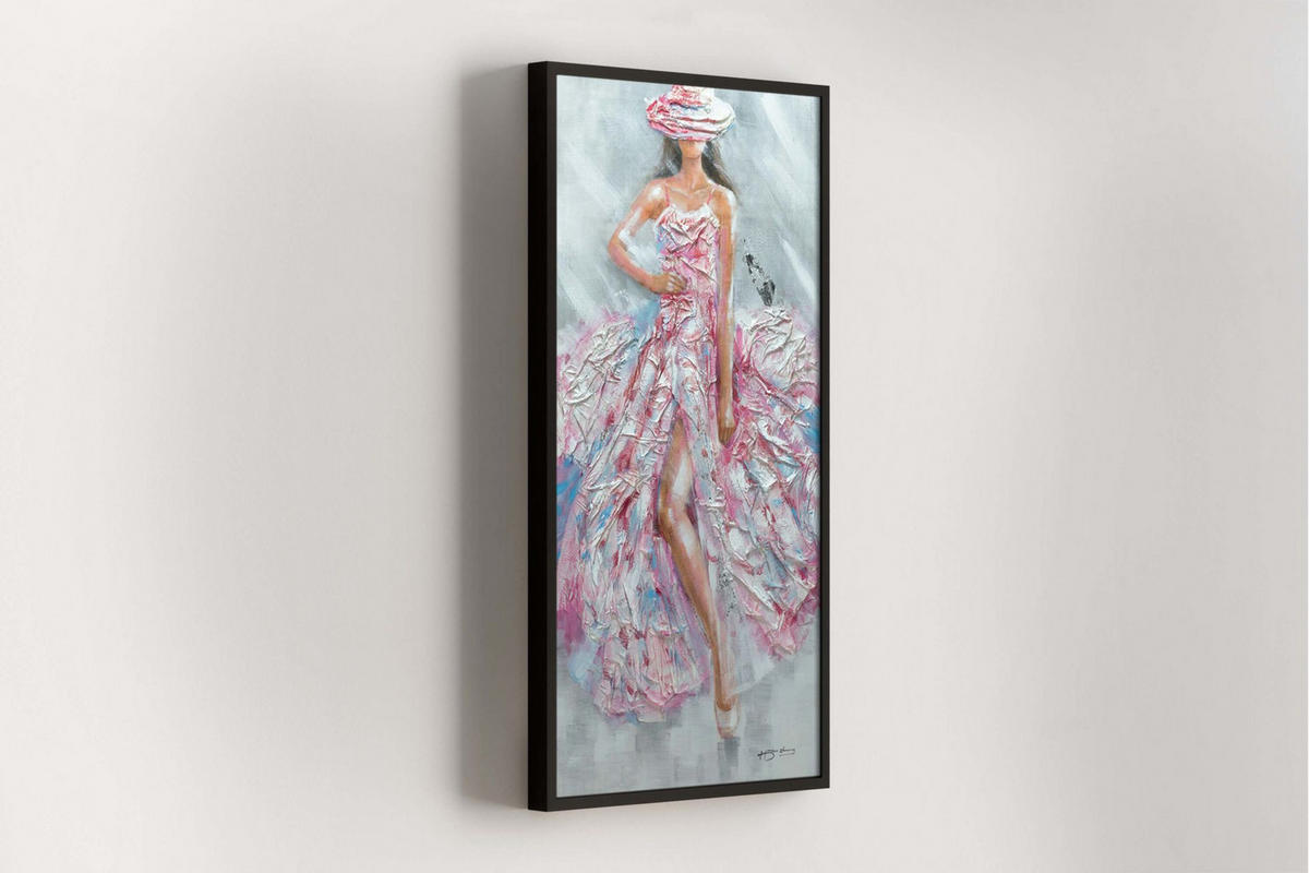 ACRYLBILD HANDGEMALT 60/120 cm - Pink/Weiß, Holz/Textil (60/120cm) - KUNSTLOFT