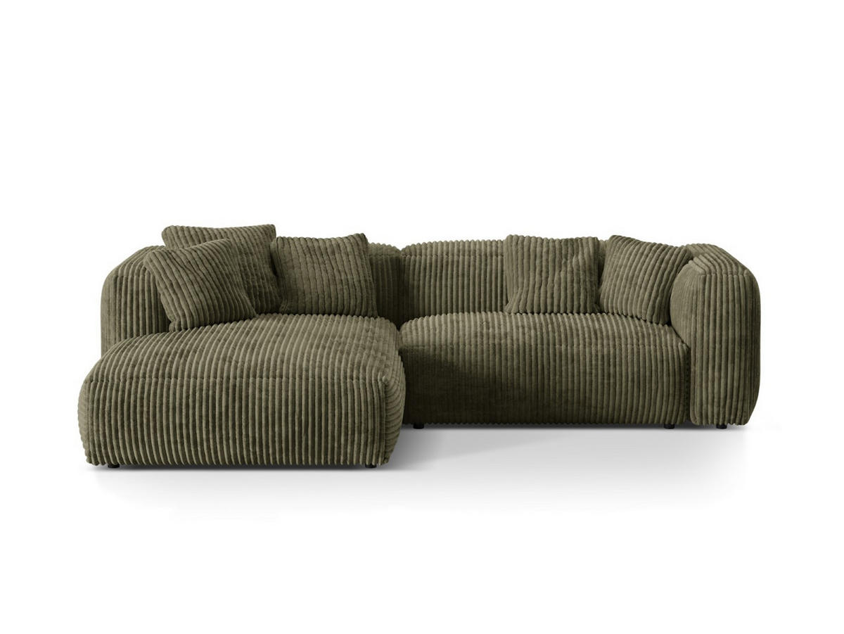 ECKSOFA modular links Martina aus Cord moosgrün 2 Sitzplätze - Salbeigrün, Textil (176/283cm) - Micadoni