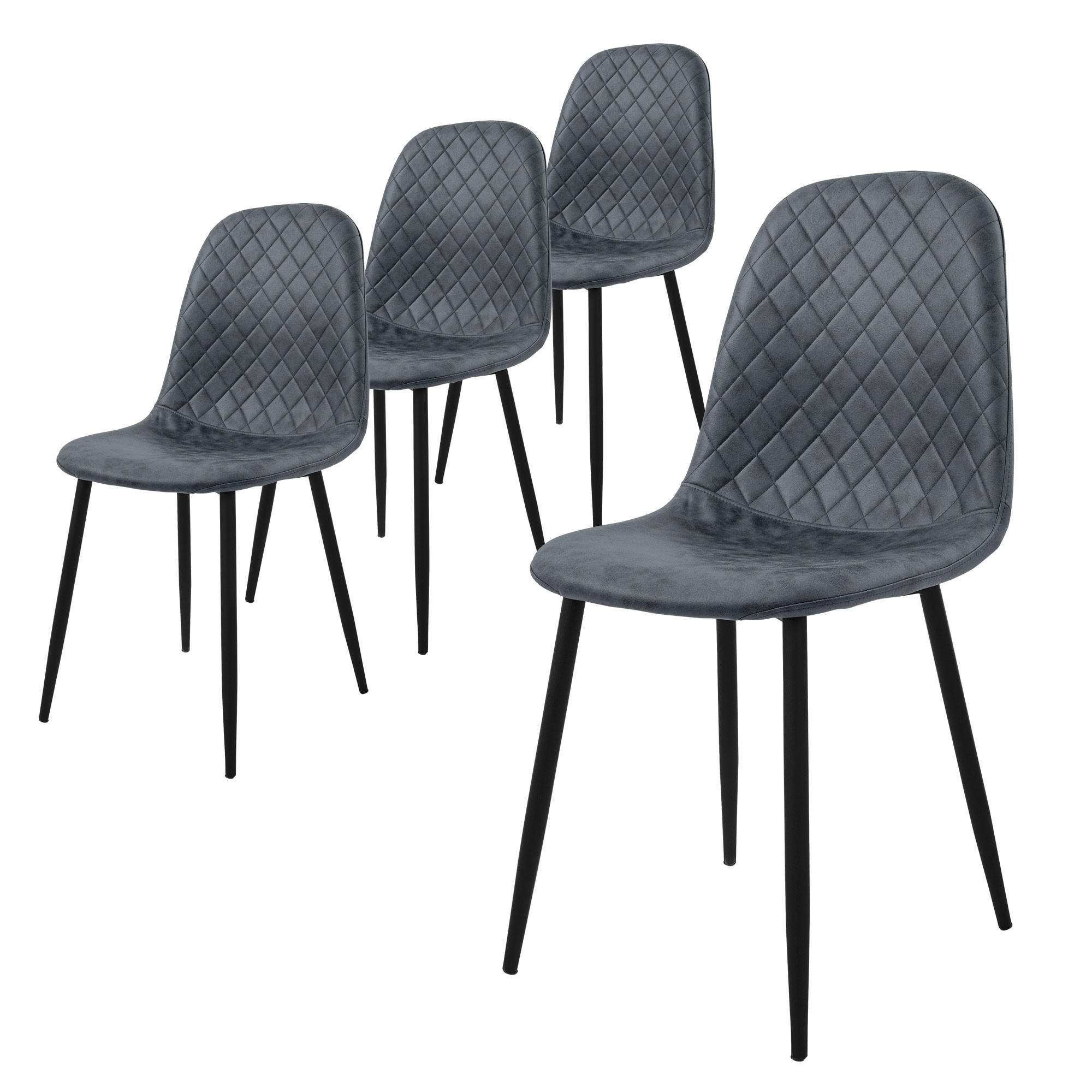 STUHL Kunstleder Anthrazit 4er Set - Anthrazit, Metall (51/89/44cm) - ML-DESIGN