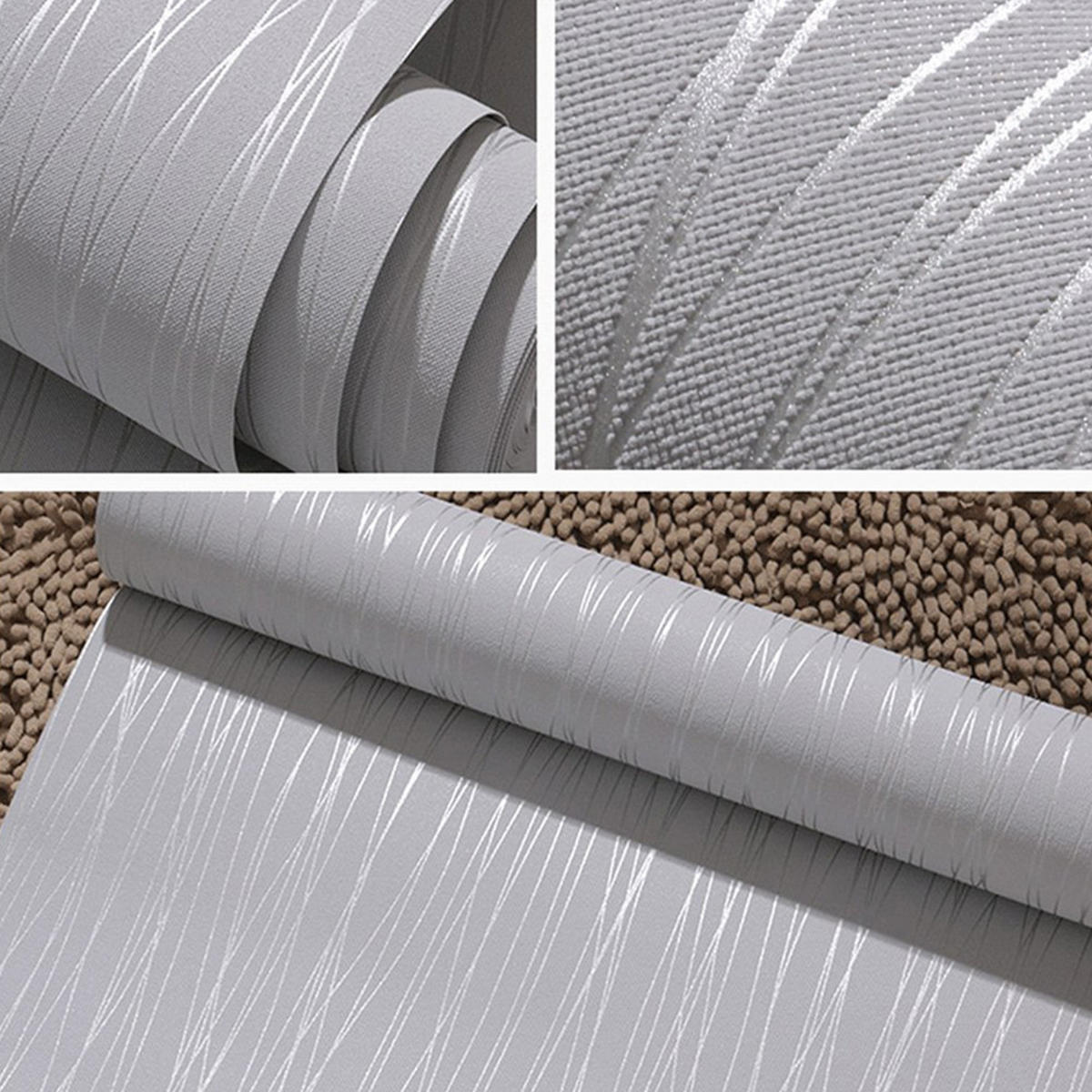VLIESTAPETE mit silbernen Seidenstreifen Silbergrau Ästhetisches Design Einfache Anbringung 5m²/950 x 53 cm - Silberfarben, Naturmaterialien (950/1cm) - Livingandhome