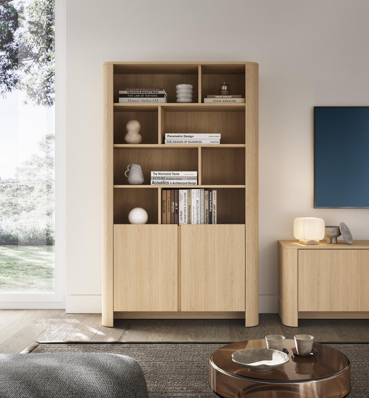 BÜROREGAL 100 cm 2 Türen Mezzano, Eiche Vicenza - Eichefarben, Holz (103/170/39cm) - Emporius