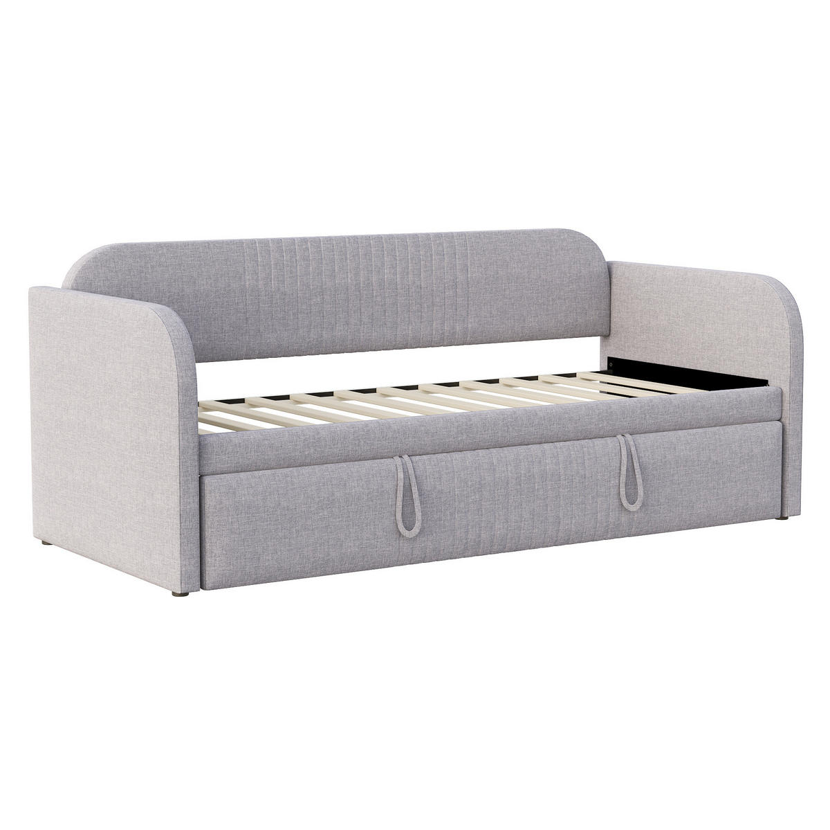 POLSTERBETT 90/190 cm aus Leinenstoff mit Lattenrost, Hellgrau - Hellgrau, Textil (90/190cm) - OKMYHOME