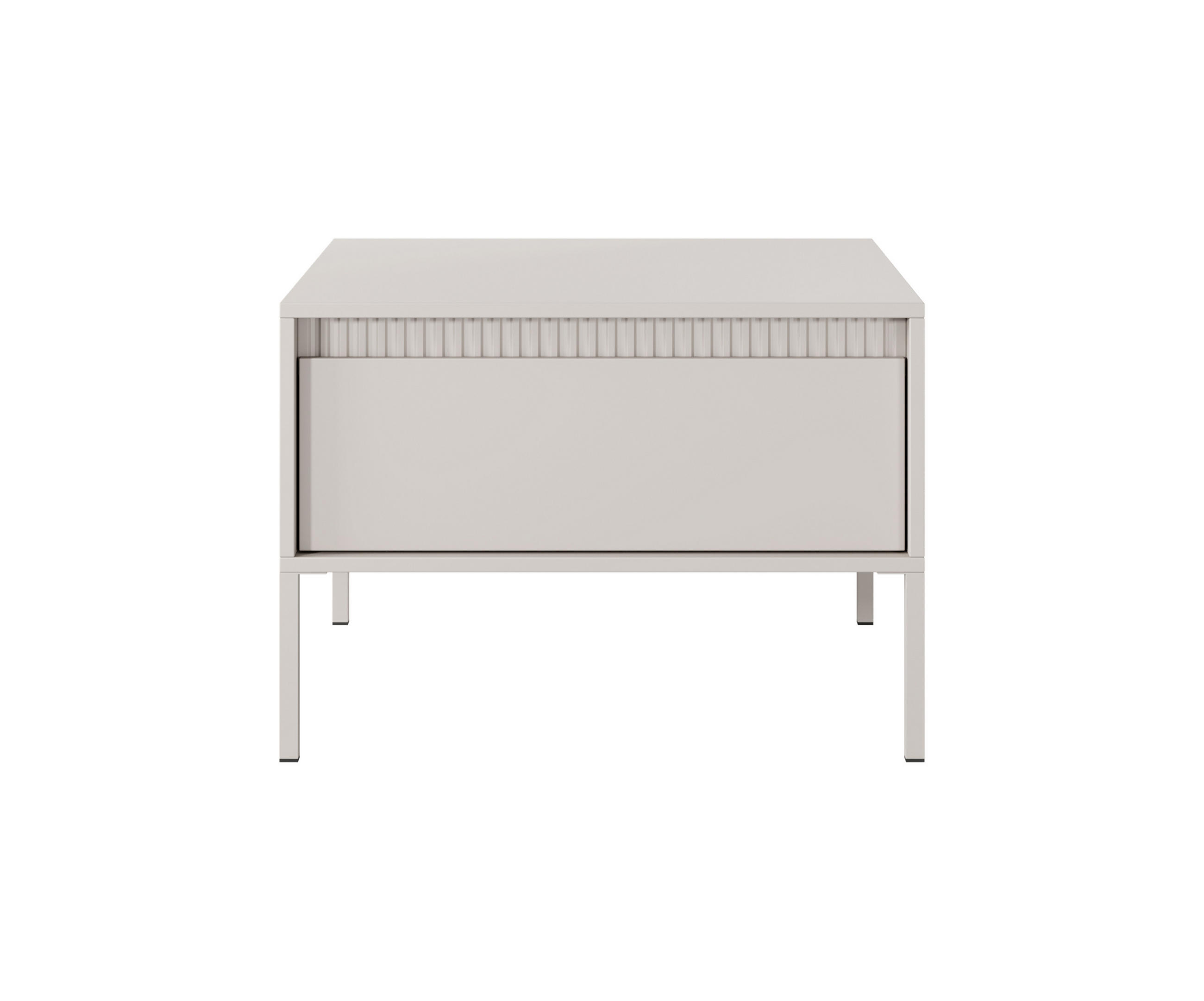 COUCHTISCH SENSO S1, Quadratisch, Mit Schublade Push-To-Open MDF, Metallbeine, 68x68x48,4 cm, Beige - Beige/Creme, Holz/Holzwerkstoff (68/68/48cm) - DomoHome
