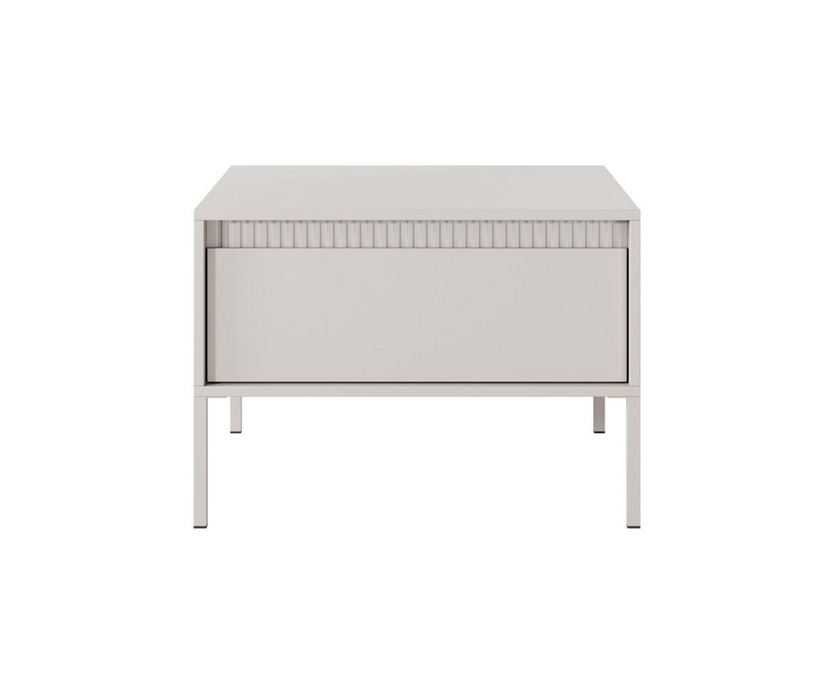COUCHTISCH SENSO S1, Quadratisch, Mit Schublade Push-To-Open MDF, Metallbeine, 68x68x48,4 cm, Beige - Beige/Creme, Holz/Holzwerkstoff (68/68/48cm) - DomoHome