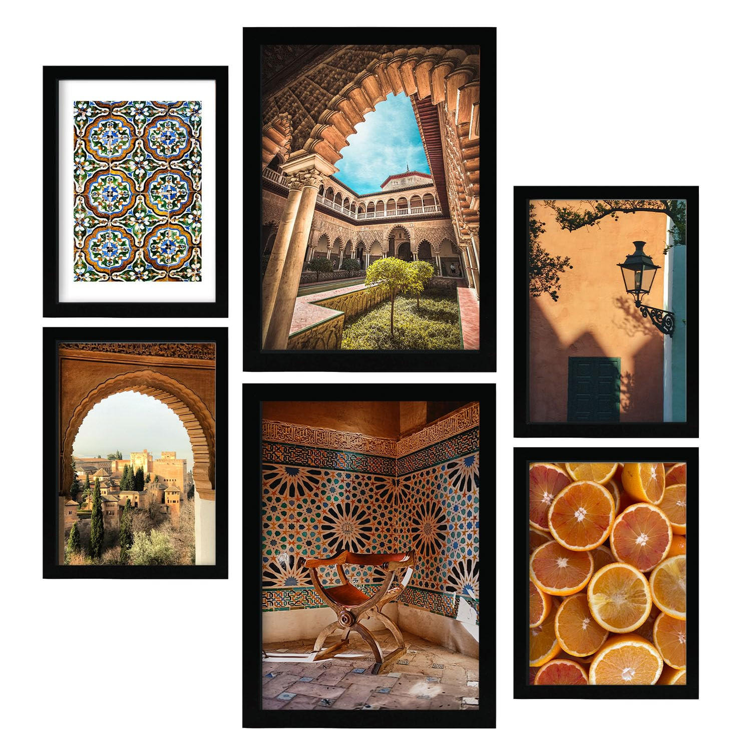 POSTER Set Mit 6 Andalusicia Spanien In Fotografie A3 & A4 Schwarzer Rahmen - Schwarz, Papier (29/3cm) - Nacnic