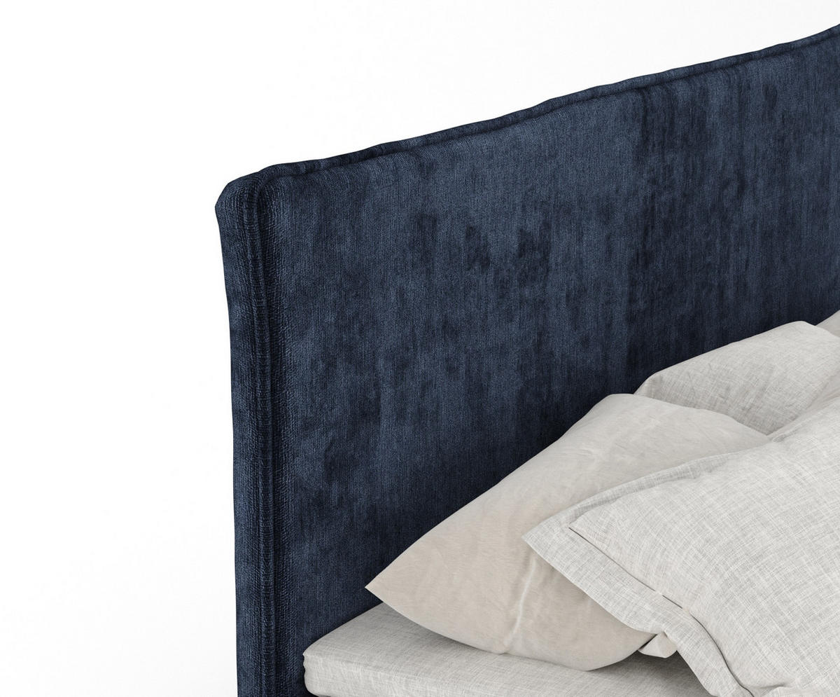 BOXBETT Peru Marineblau 140/200 cm im Chenille-Stoff - Schwarz/Dunkelblau, Holz/Holzwerkstoff (140/200cm) - Maison de Reve