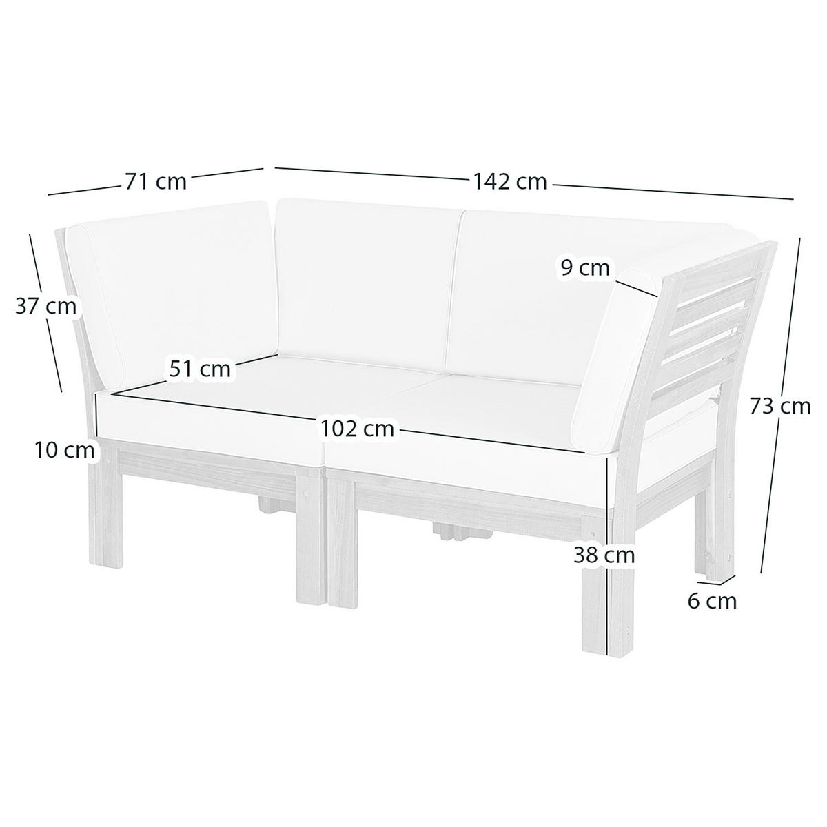 LOUNGEGRUPPE - 2-teilig - Webstoff / Akazie massiv - Weiß, Holz/Textil - home24