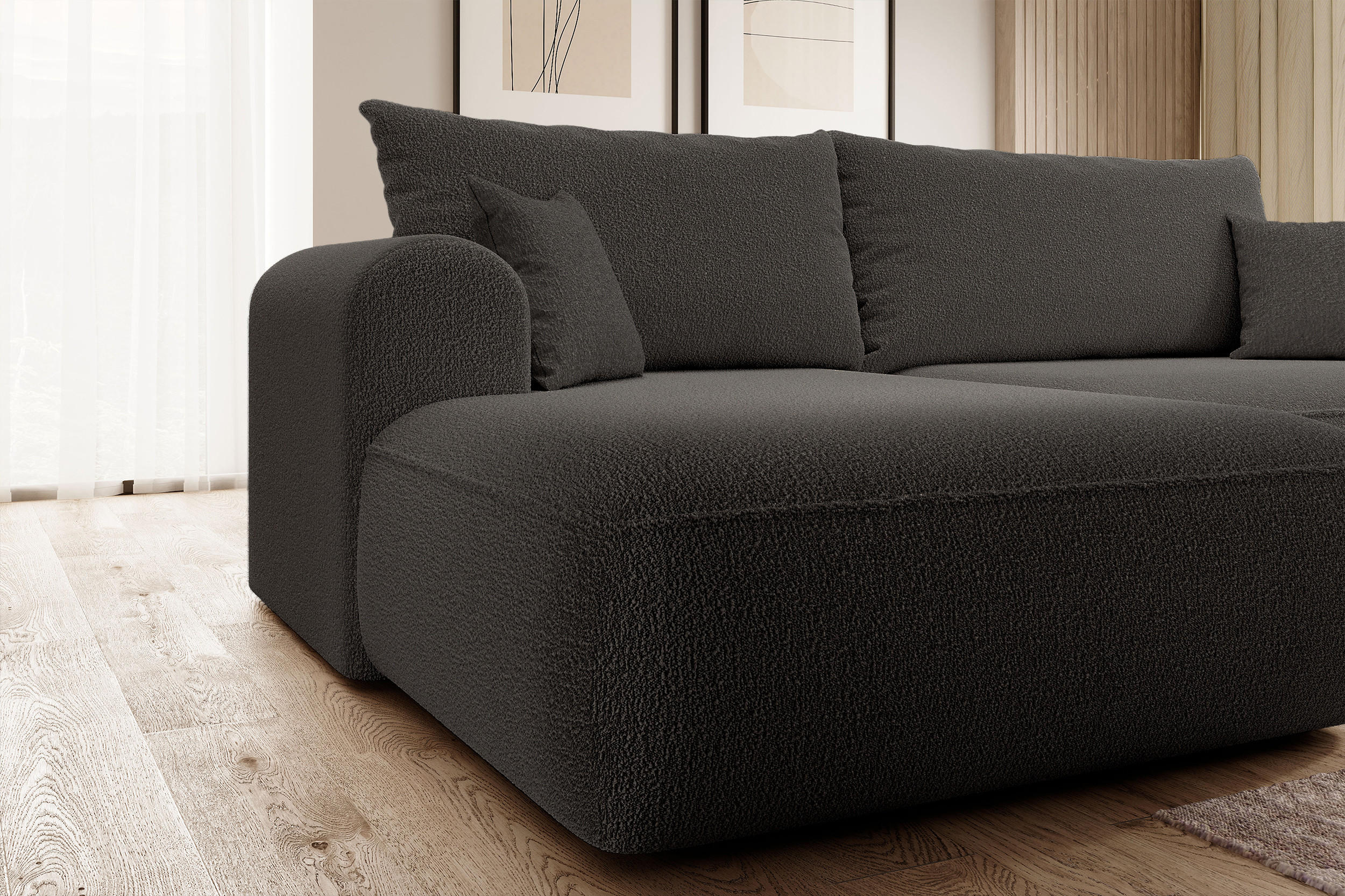 Thumbnail - Selsey Ecksofa, Dunkelgrau, Textil, L-Form, Ottomane links, 260x165 cm, Wohnzimmer, Sofas & Couches, Wohnlandschaften, E...