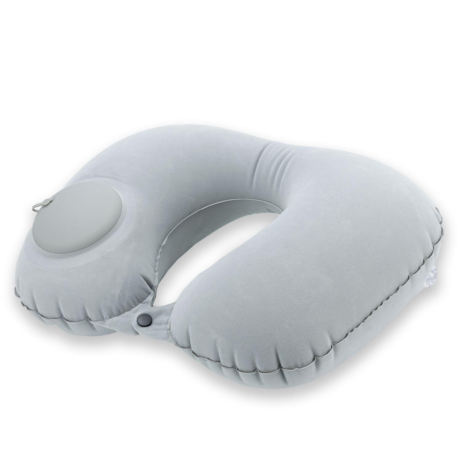 NACKENKISSEN mit Druckknopf Verschluss (Grau) - Grau, Kunststoff (12/16cm) - Intirilife