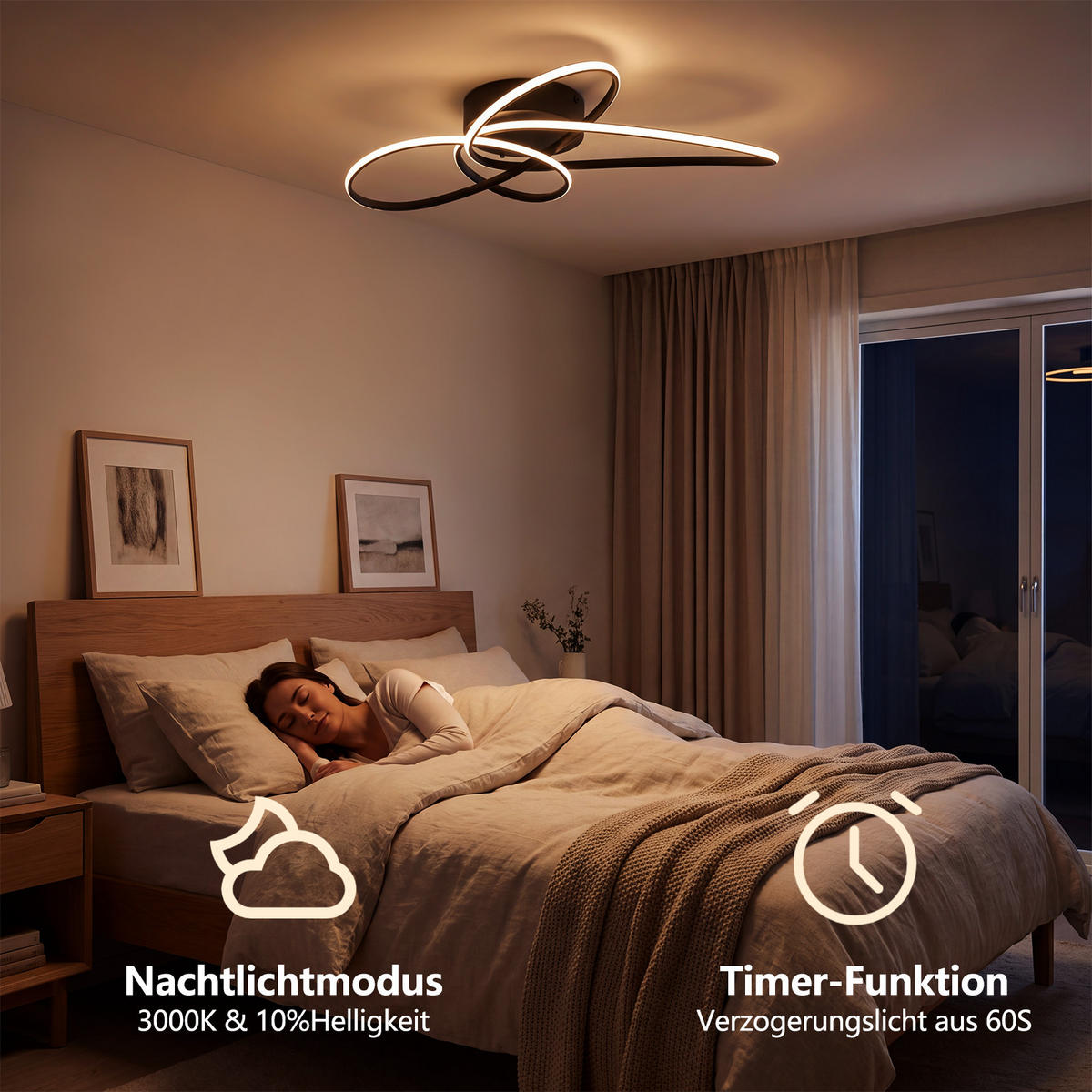 LED DECKENLEUCHTE Myvin 52.5/35.5/11.5 cm - Schwarz, Kunststoff/Metall (52.5/34.5/11.5cm) - ZMH