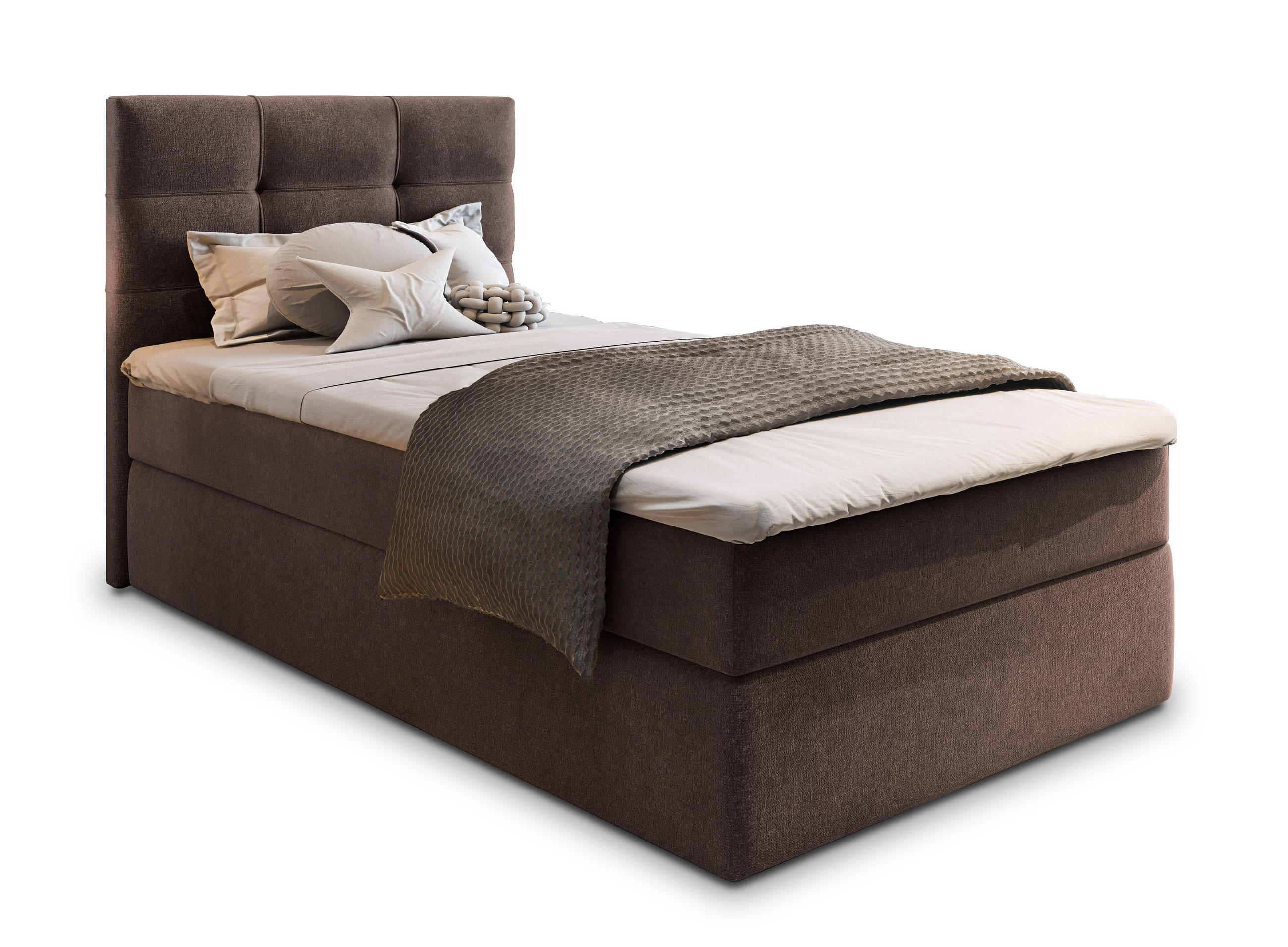 BOXBETT GLOS 80 80x200 cm mit Matratze und Topper - Braun - Braun, Holz (80/200cm) - MASSENO