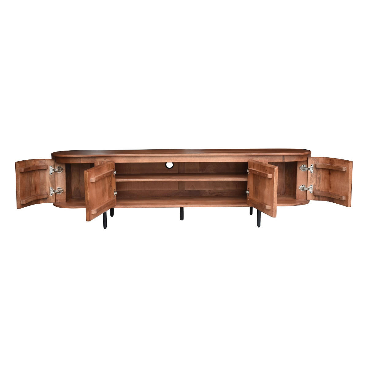 TV-SCHRANK aus Mangoholz 200cm, Natürlich - Braun, Holz (200/55/40cm) - Giga Meubel