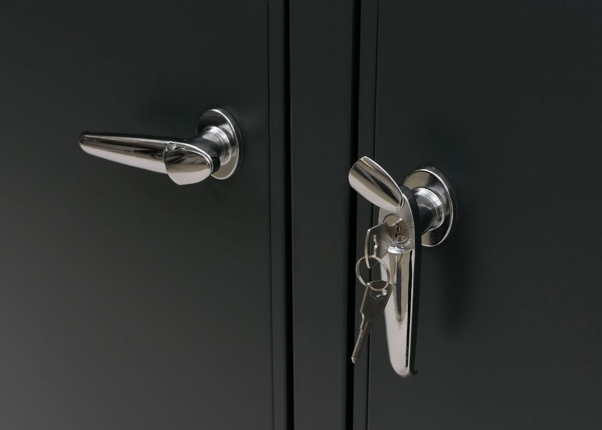 MÜLLTONNENBOX 3er mit Deckel HxBxT 122x200x84cm Anthrazit Holzoptik dunkel - Anthrazit, Metall (200/122/84cm) - PROREGAL