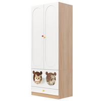 GARDEROBENSCHRANK mit Tierdurchgang Bett Stauraum MDF 80/50/200 cm Weiß Holzfarben - Weiß, Keramik/Holzwerkstoff (80/200/50cm) - EVRYAE
