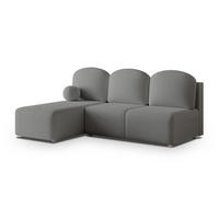 ECKSOFA TRAMA Grau Boucle-Stoff mit Schlaffunktion - Grau, Holz (200/143cm) - MASSENO