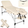 MASSAGELIEGE 3 Zonen, 210 x 95 x 89 cm,beige - Beige, Metall (95/89/210cm) - tectake