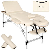 MASSAGELIEGE 3 Zonen, 210 x 95 x 89 cm,beige - Beige, Metall (95/89/210cm) - tectake