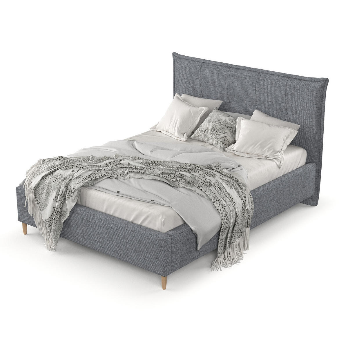 POLSTERBETT Plaza 140/200 cm Grau im Neve Stoff - Naturfarben/Grau, Holz/Holzwerkstoff (140/200cm) - AltaBeds