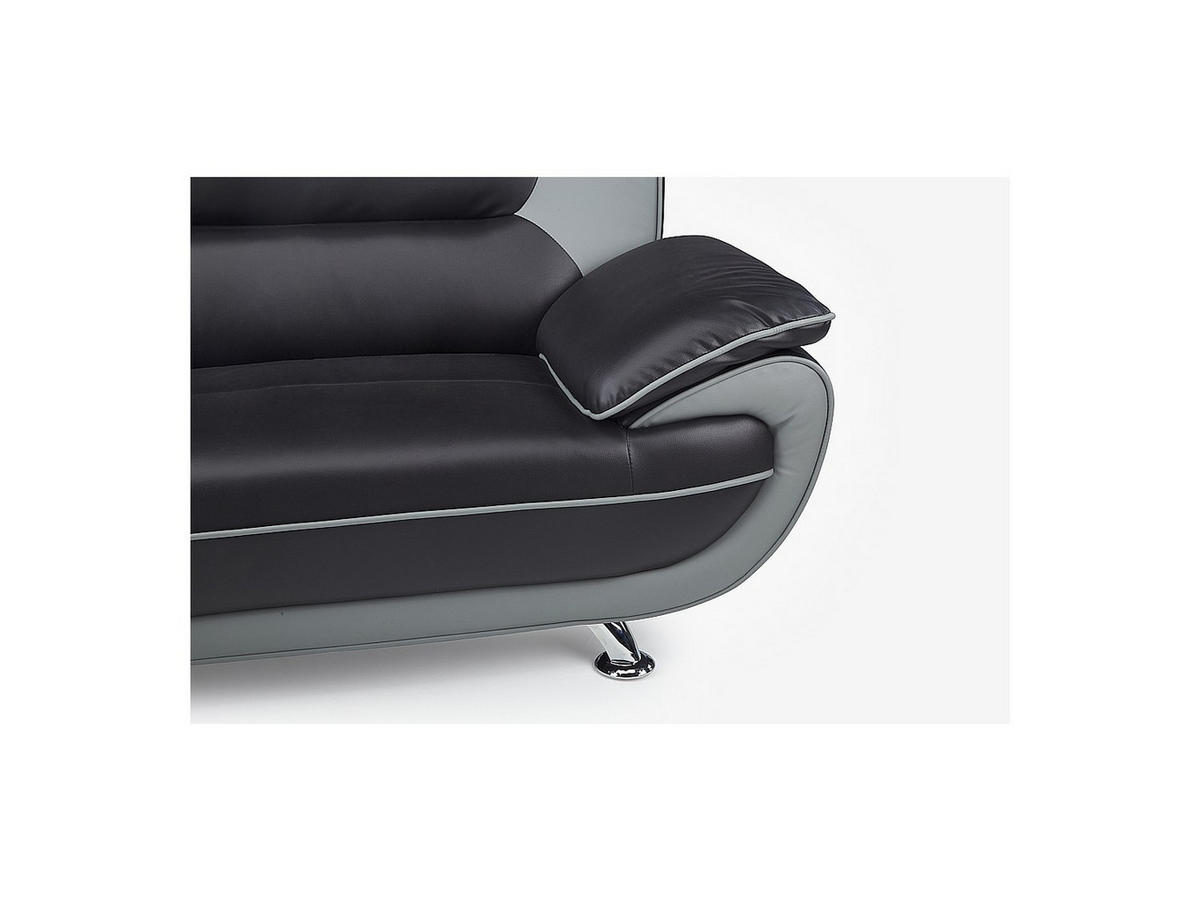 SOFA - 3 Personen - kunstleder - hellgrau Nigel - Hellgrau, Leder/Metall (209/91/89cm) - Vente-Unique