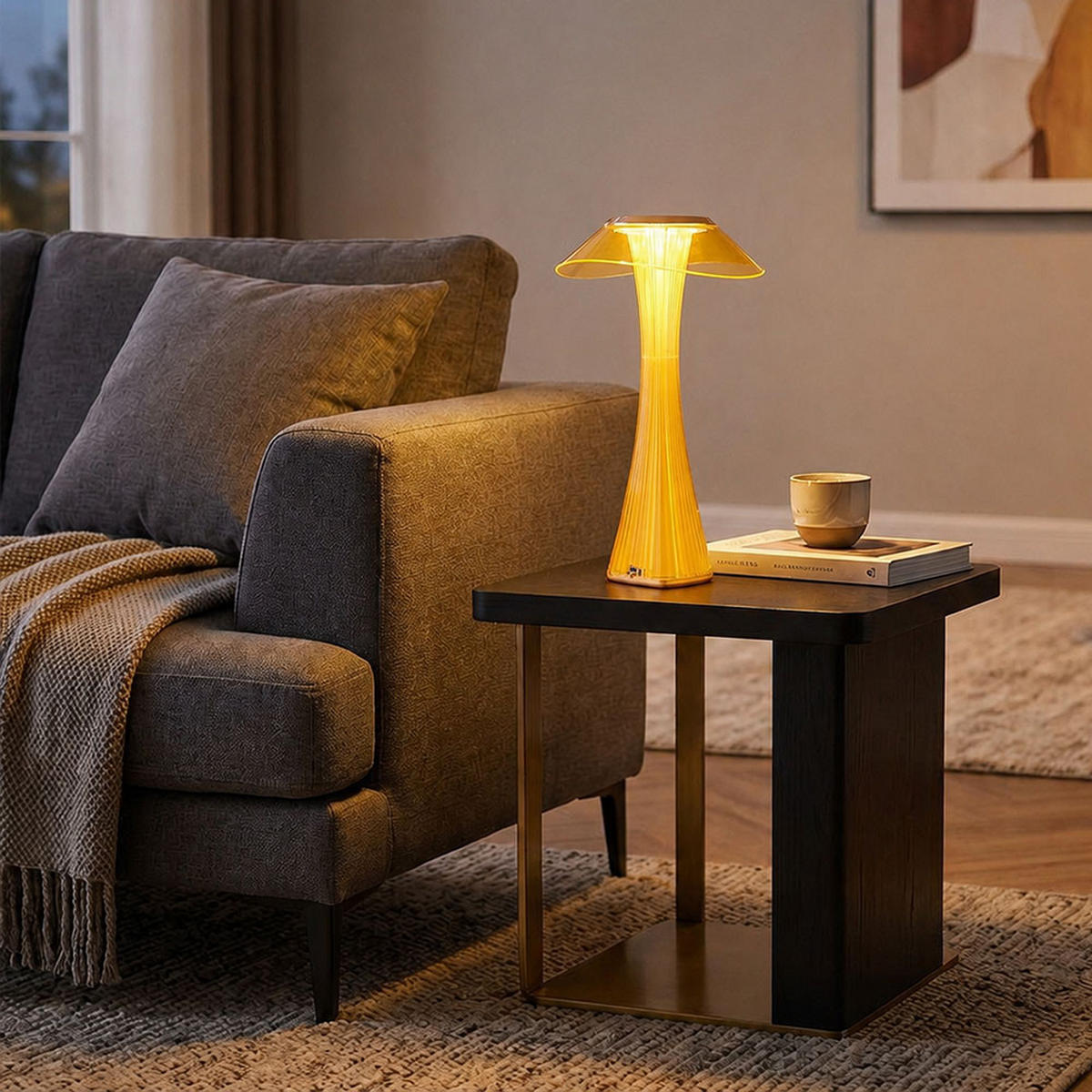 LED TISCHLEUCHTE Ambra Gold - Goldfarben, Kunststoff (15.1/15.1/27.4cm) - Globo Lighting