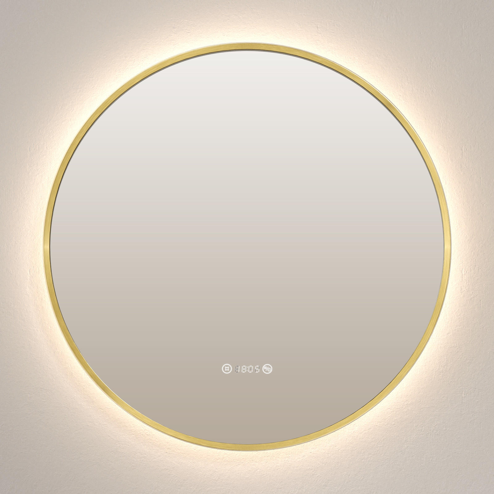 BADSPIEGEL Rund mit Beleuchtung Gold ф80 cm - Goldfarben, Glas (80/3.1/80cm) - EMKE