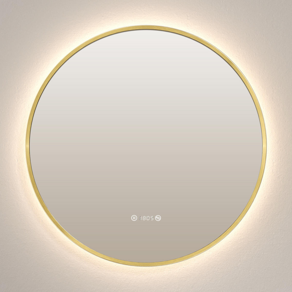 BADSPIEGEL Rund mit Beleuchtung Gold ф80 cm - Goldfarben, Glas (80/3.1/80cm) - EMKE