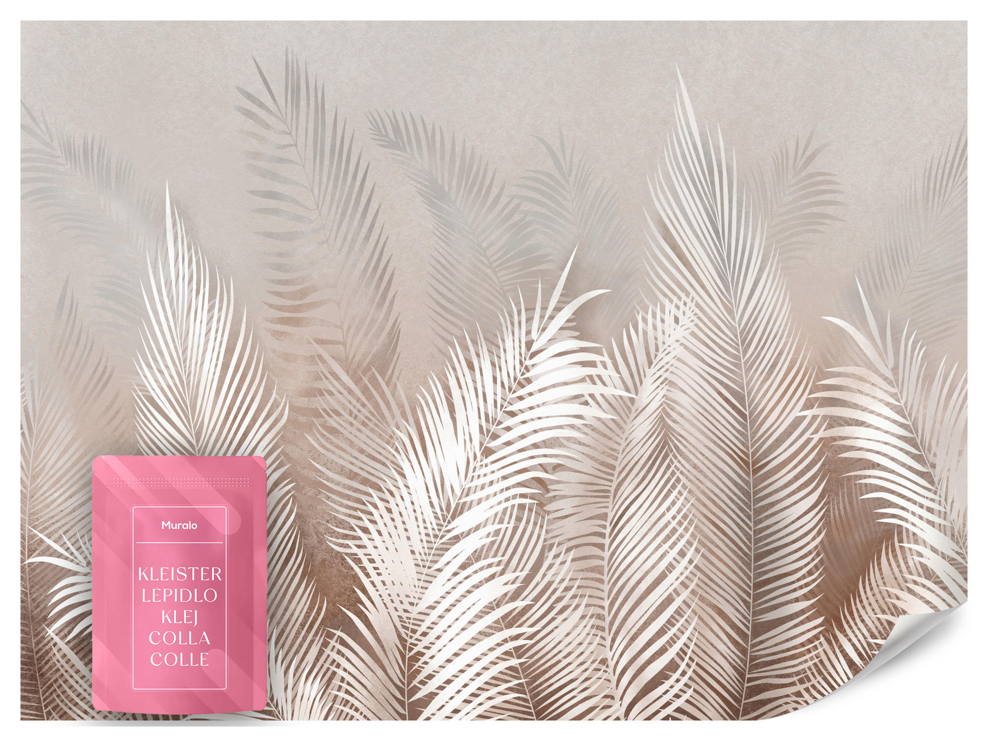 FOTOTAPETE Palmenblätter tropische Pflanzen 250x175cm - Beige/Grau, Papier (250/175cm) - Muralo