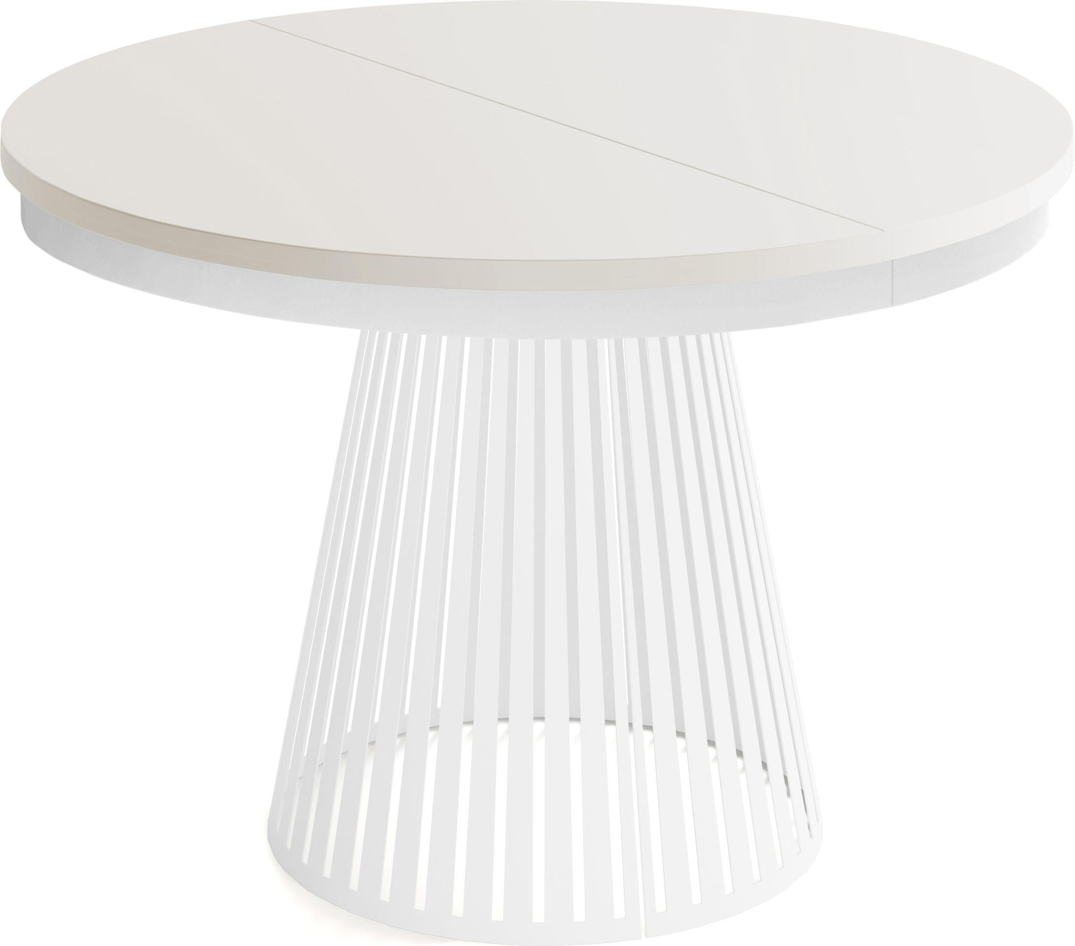 ESSTISCH Naro rund ausziehbar mit Weißem Lamellen-Metallgestell, Beige Cashmere 120-200/120/76 cm - Beige/Weiß, Holzwerkstoff/Metall (120/120/76cm) - WFL GROUP