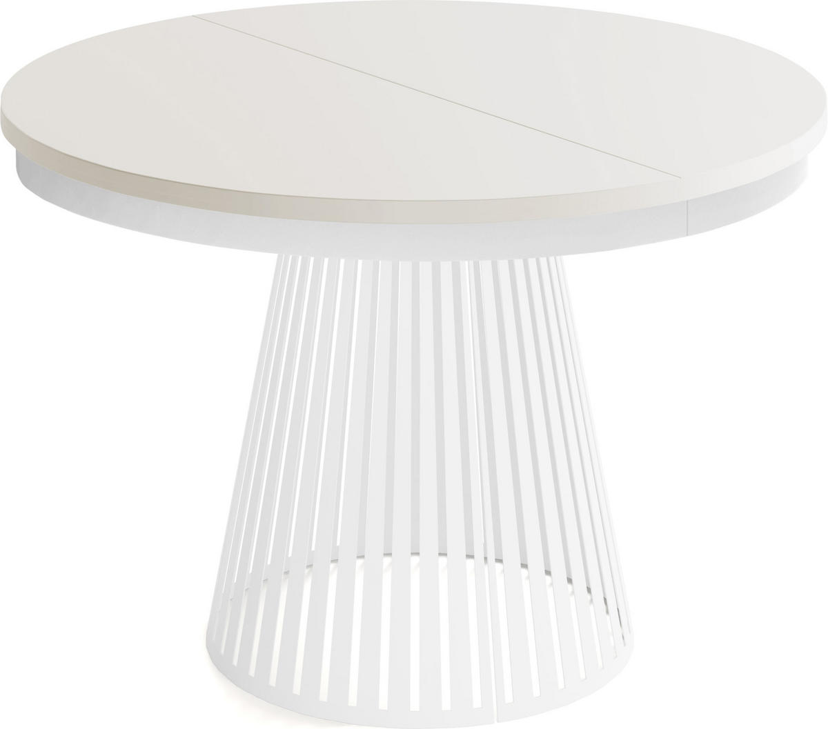 ESSTISCH Naro rund ausziehbar mit Weißem Lamellen-Metallgestell, Beige Cashmere 120-200/120/76 cm - Beige/Weiß, Holzwerkstoff/Metall (120/120/76cm) - WFL GROUP