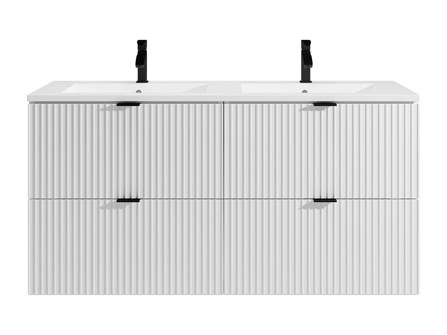 DOPPELWASCHTISCH - 120 cm x 47 cm - Holz, Platte - Weiß - ZEVINI - Weiß, Holz (120/60/47cm) - Vente-Unique