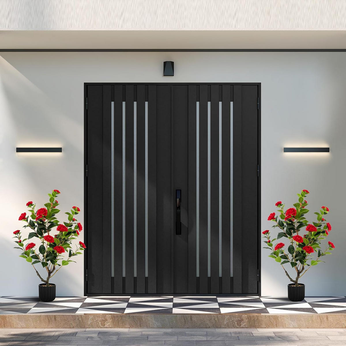 KAMELIENBAUM Rot(2er-Set) - Rot, Kunststoff (95cm) - COSTWAY