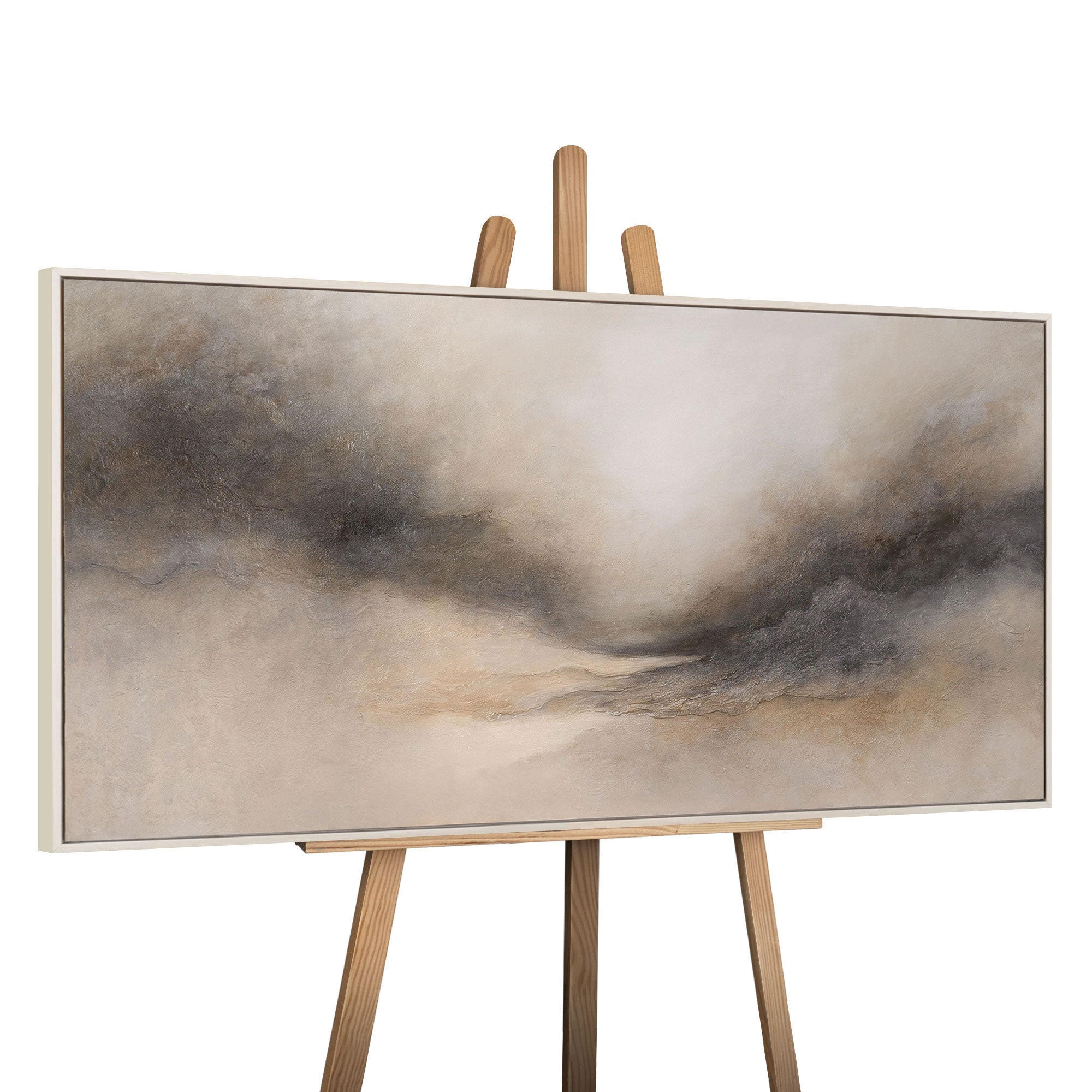 GEMÄLDE Nebliger Morgen Schattenfugenrahmen Beige 120x60 cm - Beige, Holz (120/60cm) - YS-art gallery
