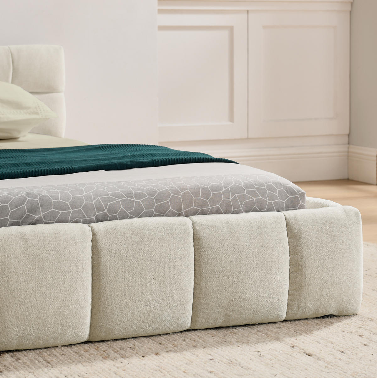 POLSTERBETT 140/200 cm Beige Chenille ohne Matratze - Beige, Textil (140/200cm) - MIVRAY